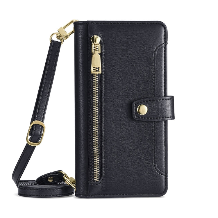 For Kyocera Digno SX3-KYG02 Sheep Texture Cross-body Zipper Wallet Leather Phone Case(Black) - More Brand by PMC TechLife | Online Shopping South Africa | PMC TechLife | Buy Now Pay Later Mobicred