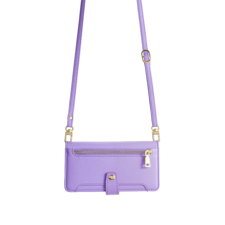 For Nokia C12 Sheep Texture Cross-body Zipper Wallet Leather Phone Case(Purple) - Nokia Cases by PMC TechLife | Online Shopping South Africa | PMC TechLife | Buy Now Pay Later Mobicred