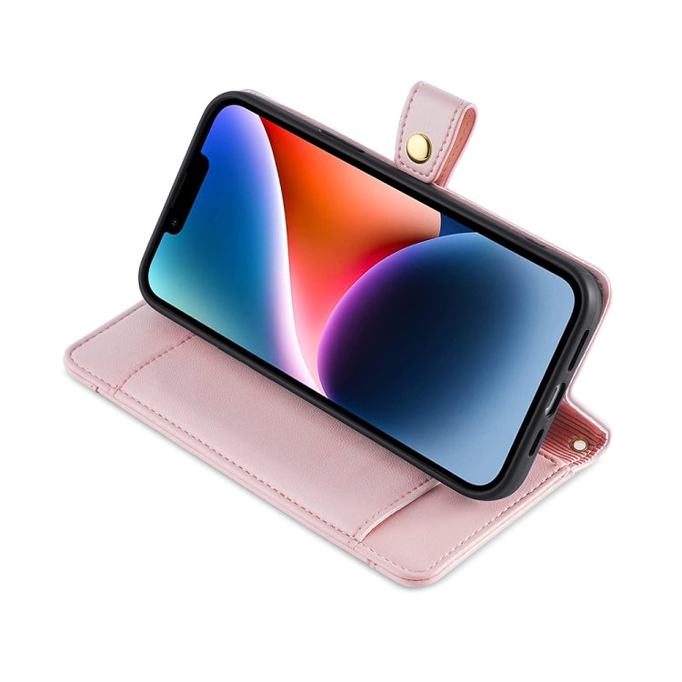 For Nokia C22 Sheep Texture Cross-body Zipper Wallet Leather Phone Case(Pink) - Nokia Cases by PMC TechLife | Online Shopping South Africa | PMC TechLife | Buy Now Pay Later Mobicred
