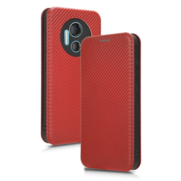 For DOOGEE X97 / X97 Pro Carbon Fiber Texture Flip Leather Phone Case(Brown) - Doogee Cases by PMC TechLife | Online Shopping South Africa | PMC TechLife | Buy Now Pay Later Mobicred