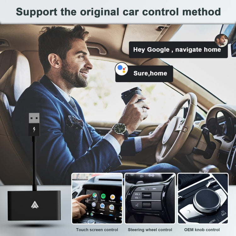 THT-020-2+ USB + USB-C / Type-C Wired to Wireless Carplay Adapter for Android Smartphone(Black) - free shipping - PMC TechLife - Order now!