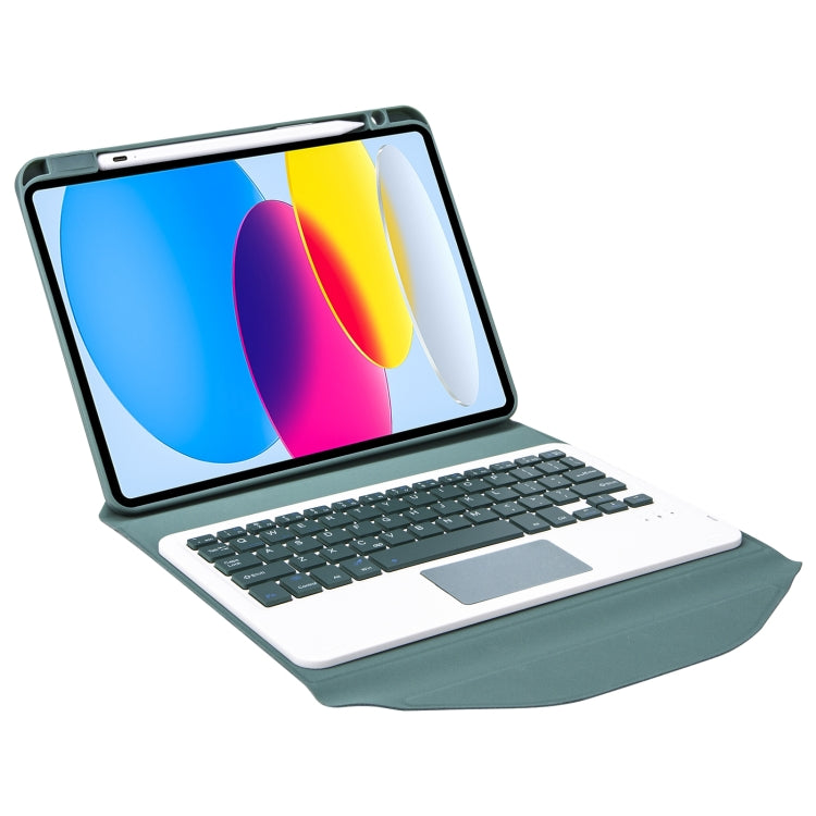 Z10B-A For iPad 10th Gen 10.9 2022 Pen Slot Touchpad Bluetooth Keyboard Leather Tablet Case(Green) - Universal by PMC TechLife | Online Shopping South Africa | PMC TechLife