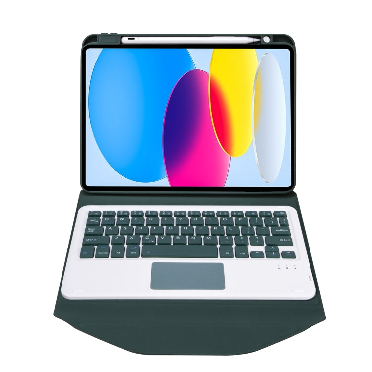 Z10B-A For iPad 10th Gen 10.9 2022 Pen Slot Touchpad Bluetooth Keyboard Leather Tablet Case(Green) - Universal by PMC TechLife | Online Shopping South Africa | PMC TechLife