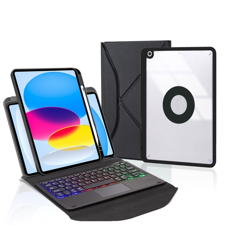 Z10B-AS For iPad 10th Gen 10.9 2022 Pen Slot Touchpad Backlight Bluetooth Keyboard Leather Tablet Case(Black) - Universal by PMC TechLife | Online Shopping South Africa | PMC TechLife