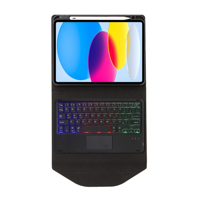 Z10B-AS For iPad 10th Gen 10.9 2022 Pen Slot Touchpad Backlight Bluetooth Keyboard Leather Tablet Case(Black) - Universal by PMC TechLife | Online Shopping South Africa | PMC TechLife