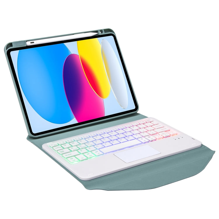 Z10B-AS For iPad 10th Gen 10.9 2022 / 11 2025 Pen Slot Touchpad Backlight Bluetooth Keyboard Leather Tablet Case(Green) - Universal by PMC TechLife | Online Shopping South Africa | PMC TechLife | Buy Now Pay Later Mobicred