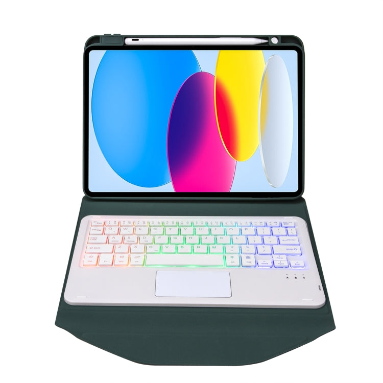 Z10B-AS For iPad 10th Gen 10.9 2022 / 11 2025 Pen Slot Touchpad Backlight Bluetooth Keyboard Leather Tablet Case(Green) - Universal by PMC TechLife | Online Shopping South Africa | PMC TechLife | Buy Now Pay Later Mobicred