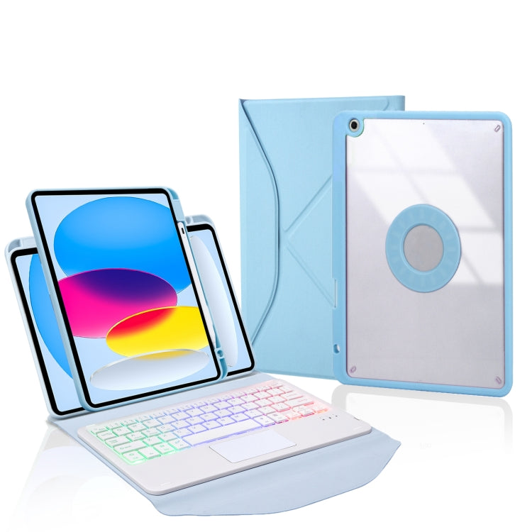 Z10B-AS For iPad 10th Gen 10.9 2022 Pen Slot Touchpad Backlight Bluetooth Keyboard Leather Tablet Case(Sky Blue) - Universal by PMC TechLife | Online Shopping South Africa | PMC TechLife