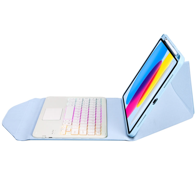 Z10B-AS For iPad 10th Gen 10.9 2022 Pen Slot Touchpad Backlight Bluetooth Keyboard Leather Tablet Case(Sky Blue) - Universal by PMC TechLife | Online Shopping South Africa | PMC TechLife