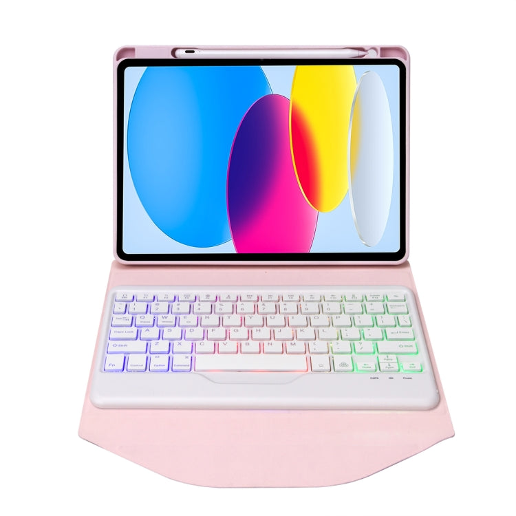 Z10BS For iPad 10th Gen 10.9 2022 / 11 2025 Pen Slot Backlight Bluetooth Keyboard Leather Tablet Case(Pink) - Universal by PMC TechLife | Online Shopping South Africa | PMC TechLife | Buy Now Pay Later Mobicred