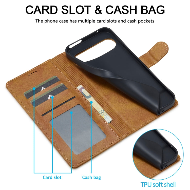 For Google Pixel 9 Pro XL LC.IMEEKE Calf Texture Flip Leather Phone Case(Yellow) - free shipping - PMC TechLife - Order now!