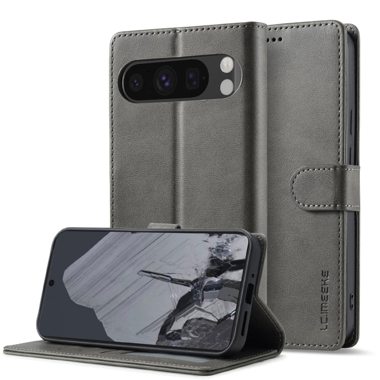 For Google Pixel 9 Pro XL LC.IMEEKE Calf Texture Flip Leather Phone Case(Grey) - free shipping - PMC TechLife - Order now!