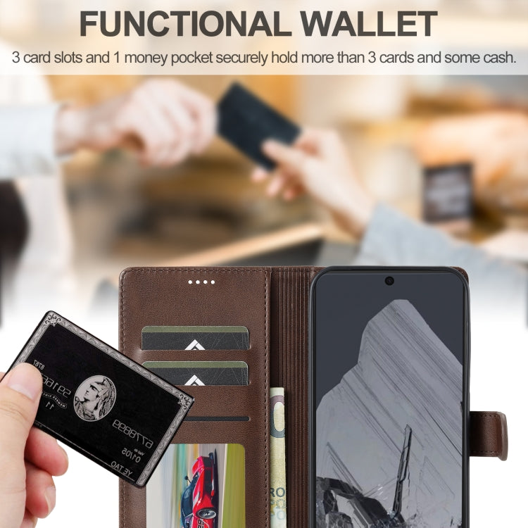 For Google Pixel 9 / 9 Pro LC.IMEEKE Calf Texture Flip Leather Phone Case(Brown) - Google Cases by LC.IMEEKE | Online Shopping South Africa | PMC TechLife | Buy Now Pay Later Mobicred