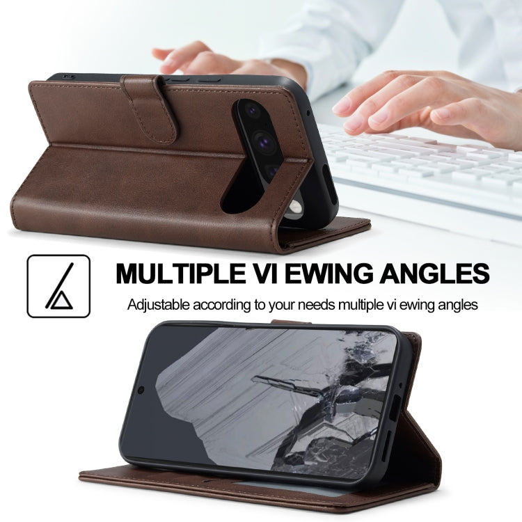 For Google Pixel 9 / 9 Pro LC.IMEEKE Calf Texture Flip Leather Phone Case(Brown) - Google Cases by LC.IMEEKE | Online Shopping South Africa | PMC TechLife | Buy Now Pay Later Mobicred