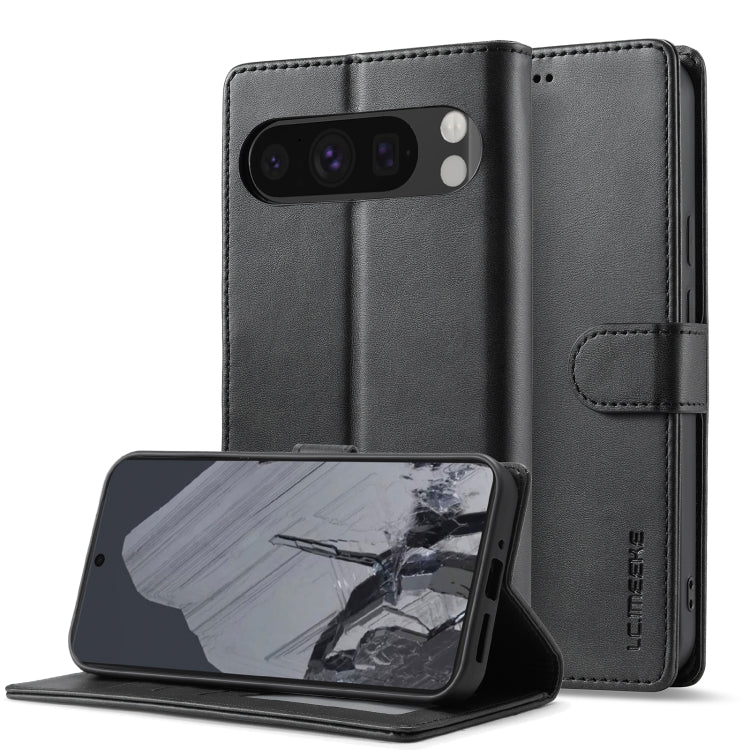 For Google Pixel 9 / 9 Pro LC.IMEEKE Calf Texture Flip Leather Phone Case(Black) - Google Cases by LC.IMEEKE | Online Shopping South Africa | PMC TechLife | Buy Now Pay Later Mobicred