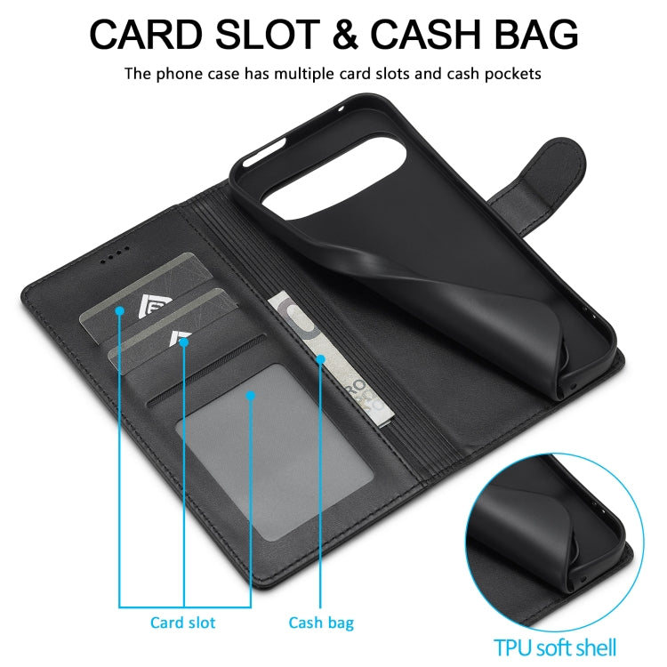 For Google Pixel 9 / 9 Pro LC.IMEEKE Calf Texture Flip Leather Phone Case(Black) - Google Cases by LC.IMEEKE | Online Shopping South Africa | PMC TechLife | Buy Now Pay Later Mobicred