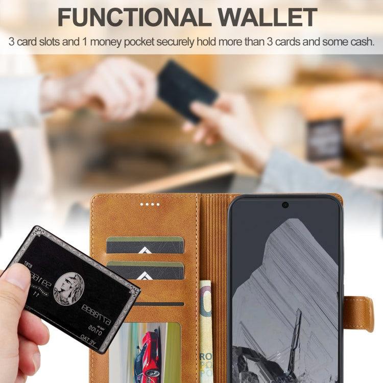 For Google Pixel 9 / 9 Pro LC.IMEEKE Calf Texture Flip Leather Phone Case(Yellow) - Google Cases by LC.IMEEKE | Online Shopping South Africa | PMC TechLife | Buy Now Pay Later Mobicred