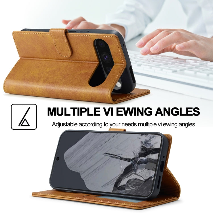 For Google Pixel 9 / 9 Pro LC.IMEEKE Calf Texture Flip Leather Phone Case(Yellow) - Google Cases by LC.IMEEKE | Online Shopping South Africa | PMC TechLife | Buy Now Pay Later Mobicred