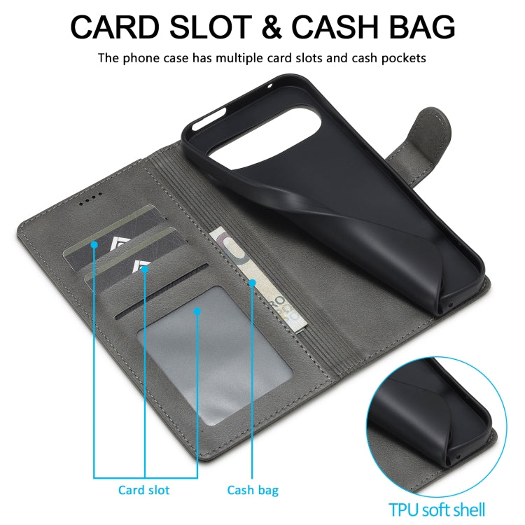 For Google Pixel 9 / 9 Pro LC.IMEEKE Calf Texture Flip Leather Phone Case(Grey) - free shipping - PMC TechLife - Order now!