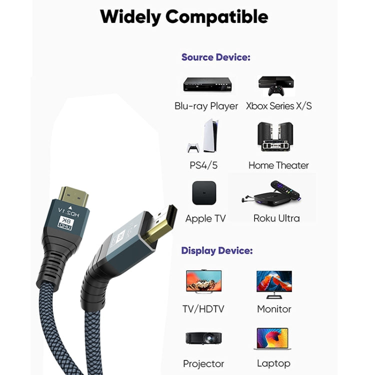 3m HDMI 2.1 Version 8K 60Hz UHD 48Gbps Cable(Grey) - Cable by PMC Jewellery | Online Shopping South Africa | PMC Jewellery | Buy Now Pay Later Mobicred