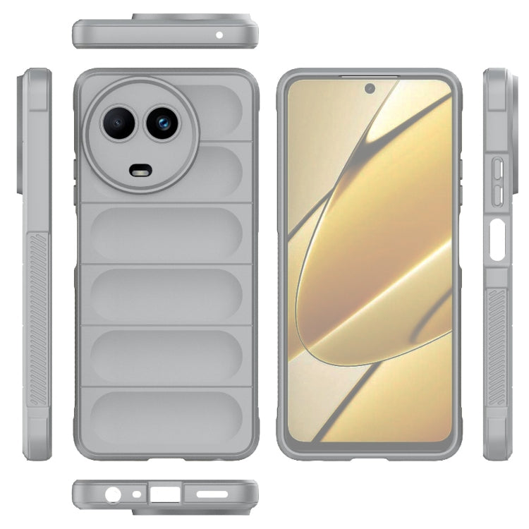 For Realme 11 5G Global Magic Shield TPU + Flannel Phone Case(Grey) - Realme Cases by PMC TechLife | Online Shopping South Africa | PMC TechLife | Buy Now Pay Later Mobicred