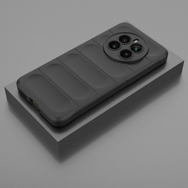 For Realme 12+ 5G Global Magic Shield TPU + Flannel Phone Case(Black) - Realme Cases by PMC TechLife | Online Shopping South Africa | PMC TechLife | Buy Now Pay Later Mobicred