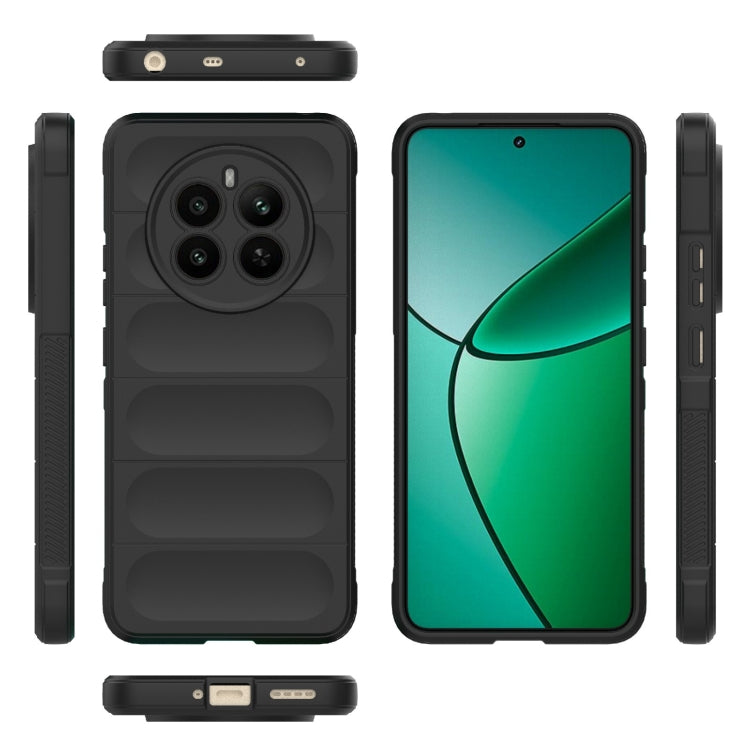 For Realme 12+ 5G Global Magic Shield TPU + Flannel Phone Case(Black) - Realme Cases by PMC TechLife | Online Shopping South Africa | PMC TechLife | Buy Now Pay Later Mobicred