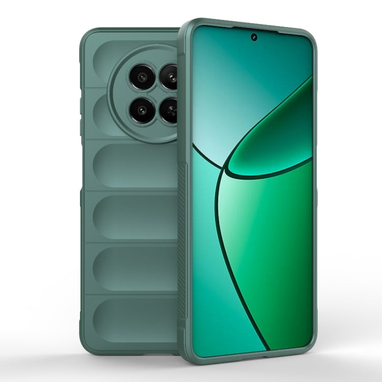 For Realme 12 5G Global Magic Shield TPU + Flannel Phone Case(Dark Green) - Realme Cases by PMC TechLife | Online Shopping South Africa | PMC TechLife | Buy Now Pay Later Mobicred