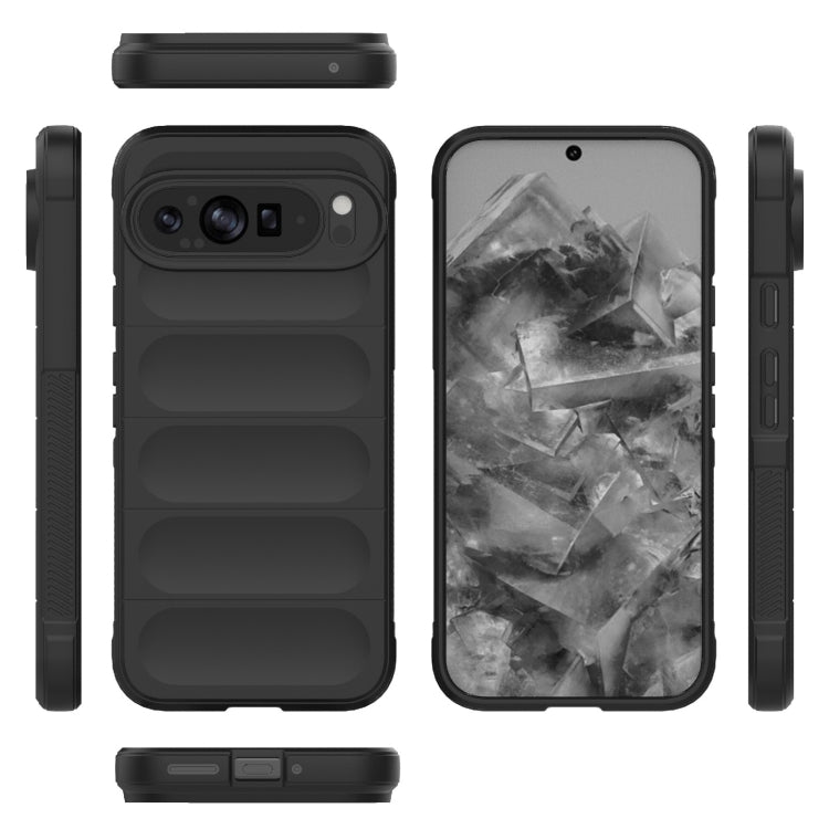 For Google Pixel 9 Pro XL 5G Magic Shield TPU + Flannel Phone Case(Black) - Google Cases by PMC TechLife | Online Shopping South Africa | PMC TechLife | Buy Now Pay Later Mobicred