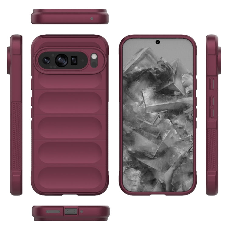 For Google Pixel 9 Pro XL 5G Magic Shield TPU + Flannel Phone Case(Wine Red) - Google Cases by PMC TechLife | Online Shopping South Africa | PMC TechLife | Buy Now Pay Later Mobicred