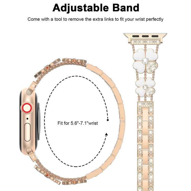For Apple Watch SE 2023 40mm Petal Metal Diamond Watch Band(Rose Gold+White) - free shipping - PMC TechLife - Order now!