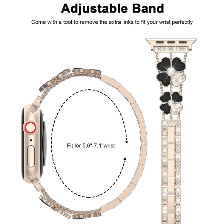 For Apple Watch Ultra 2 49mm Petal Metal Diamond Watch Band(Rose Gold+Black) - free shipping - PMC TechLife - Order now!