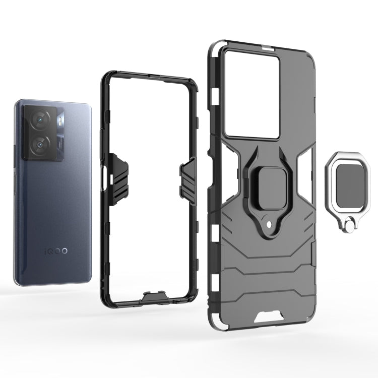 For vivo iQOO Z7x 5G Magnetic Ring Holder PC + TPU Phone Case(Black) - vivo Cases by PMC TechLife | Online Shopping South Africa | PMC TechLife | Buy Now Pay Later Mobicred