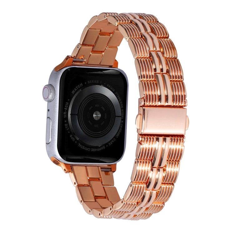 3-Beads Stripe Metal Watch Band For Apple Watch 9 45mm(Rose Gold) - free shipping - PMc TechLife - Order now!