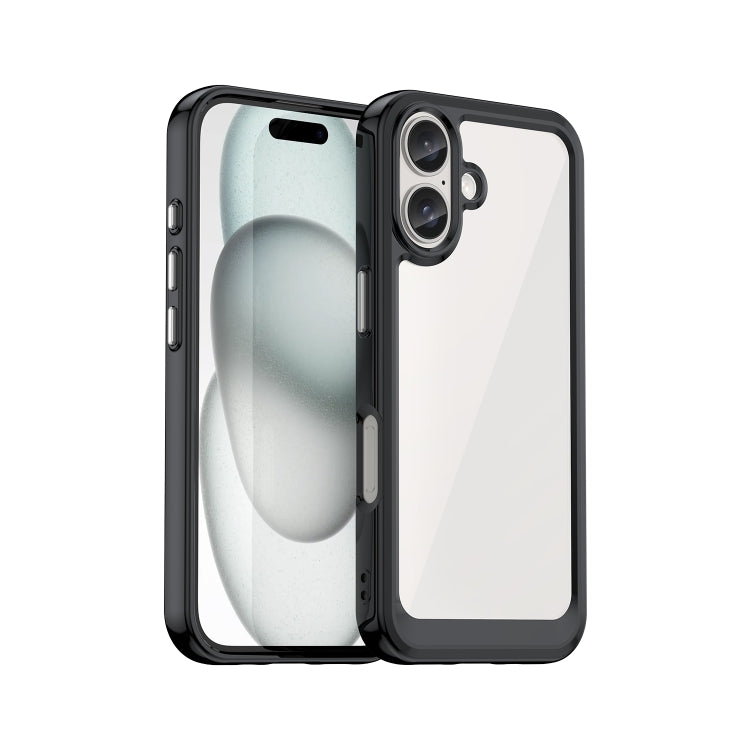 For iPhone 16 Plus Colorful Series Acrylic + TPU Phone Case(Black) - iPhone 16 Plus Cases by PMC TechLife | Online Shopping South Africa | PMC TechLife | Buy Now Pay Later Mobicred