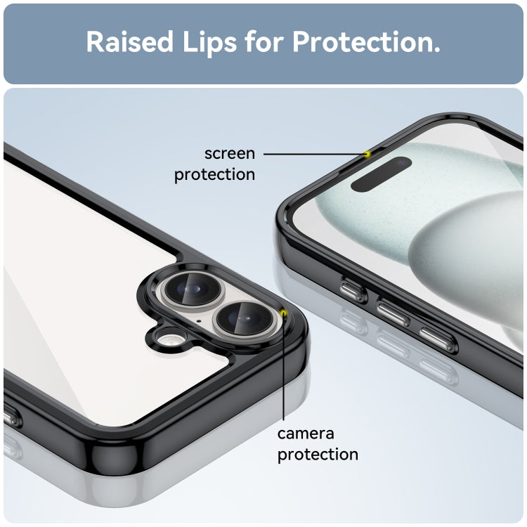 For iPhone 16 Plus Colorful Series Acrylic + TPU Phone Case(Black) - iPhone 16 Plus Cases by PMC TechLife | Online Shopping South Africa | PMC TechLife | Buy Now Pay Later Mobicred