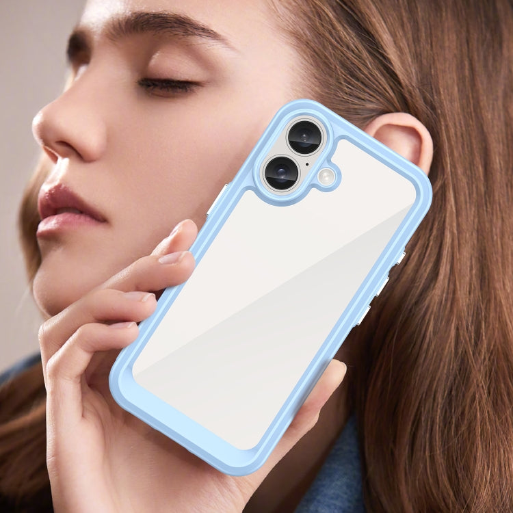 For iPhone 16 Plus Colorful Series Acrylic + TPU Phone Case(Blue) - iPhone 16 Plus Cases by PMC TechLife | Online Shopping South Africa | PMC TechLife | Buy Now Pay Later Mobicred