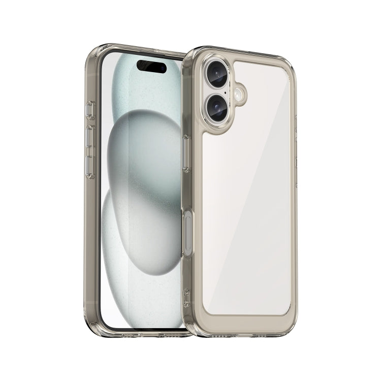 For iPhone 16 Plus Colorful Series Acrylic + TPU Phone Case(Transparent Grey) - iPhone 16 Plus Cases by PMC TechLife | Online Shopping South Africa | PMC TechLife | Buy Now Pay Later Mobicred