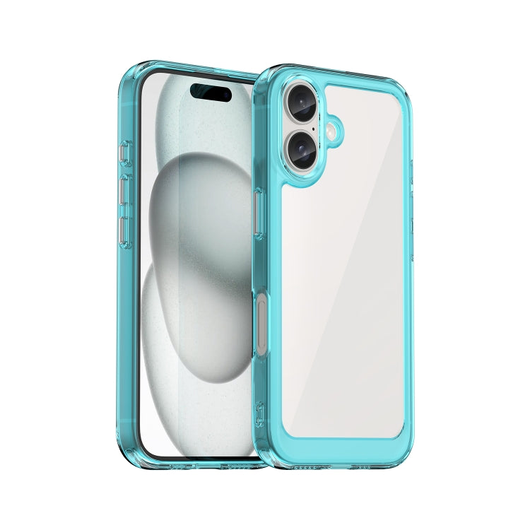 For iPhone 16 Plus Colorful Series Acrylic + TPU Phone Case(Transparent Blue) - iPhone 16 Plus Cases by PMC TechLife | Online Shopping South Africa | PMC TechLife | Buy Now Pay Later Mobicred