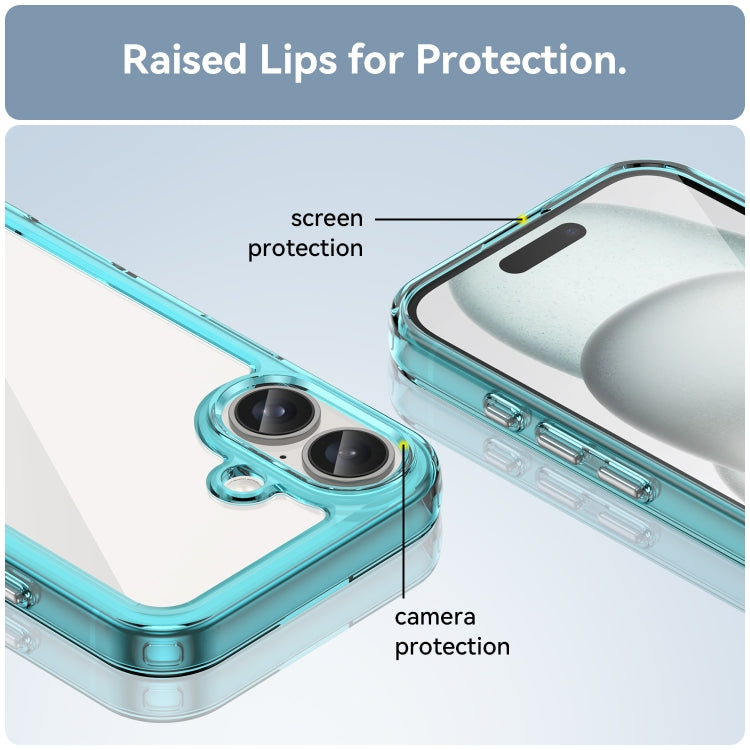 For iPhone 16 Plus Colorful Series Acrylic + TPU Phone Case(Transparent Blue) - iPhone 16 Plus Cases by PMC TechLife | Online Shopping South Africa | PMC TechLife | Buy Now Pay Later Mobicred