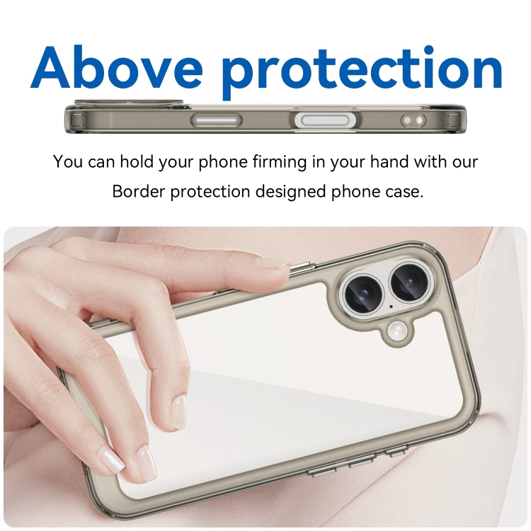 For iPhone 16 Colorful Series Acrylic + TPU Phone Case(Transparent Grey) - iPhone 16 Cases by PMC TechLife | Online Shopping South Africa | PMC TechLife | Buy Now Pay Later Mobicred