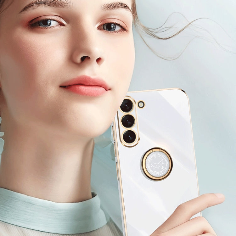 For Samsung Galaxy S24+ 5G XINLI Straight Edge 6D Electroplate TPU Phone Case with Ring Holder(White) - Galaxy S24+ 5G Cases by XINLI | Online Shopping South Africa | PMC TechLife | Buy Now Pay Later Mobicred