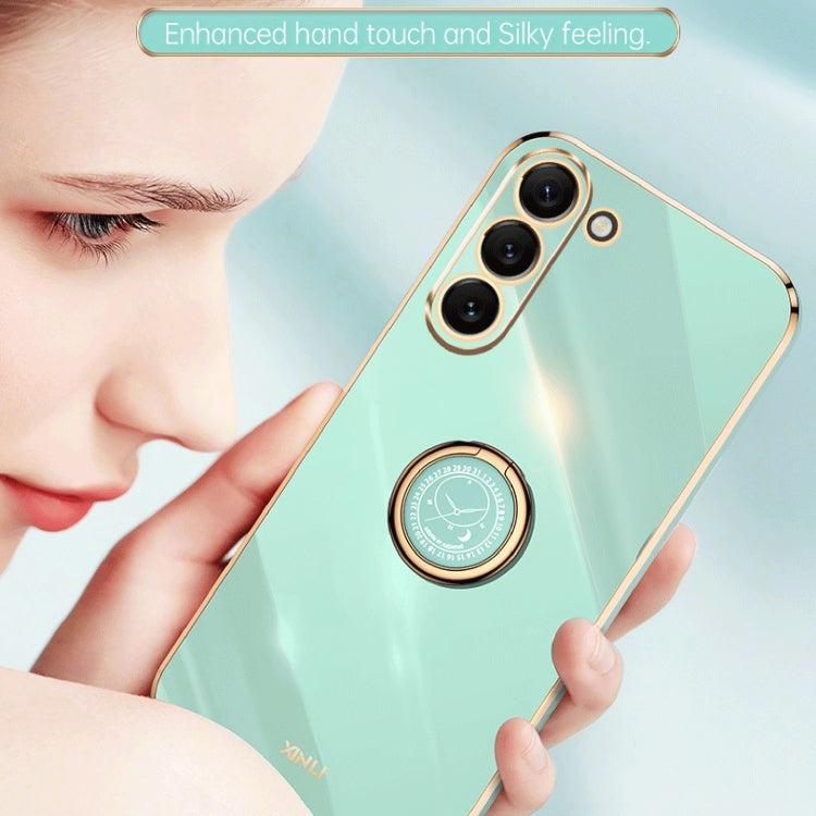 For Samsung Galaxy S24+ 5G XINLI Straight Edge 6D Electroplate TPU Phone Case with Ring Holder(White) - Galaxy S24+ 5G Cases by XINLI | Online Shopping South Africa | PMC TechLife | Buy Now Pay Later Mobicred