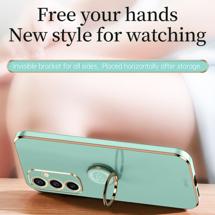 For Samsung Galaxy A35 5G XINLI Straight Edge 6D Electroplate TPU Phone Case with Ring Holder(Black) - Galaxy Phone Cases by XINLI | Online Shopping South Africa | PMC TechLife