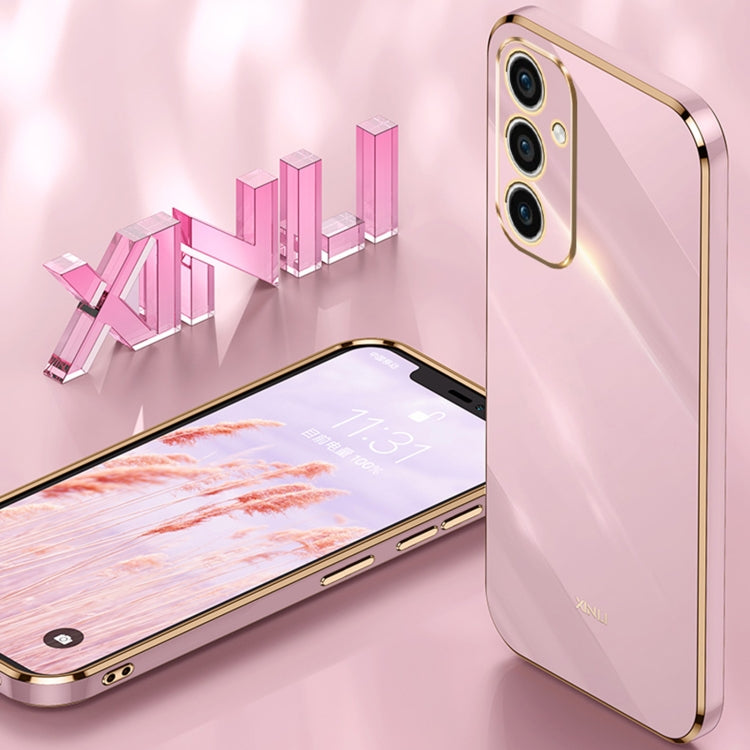 For Samsung Galaxy A35 5G XINLI Straight Edge 6D Electroplate TPU Phone Case with Ring Holder(White) - Galaxy Phone Cases by XINLI | Online Shopping South Africa | PMC TechLife