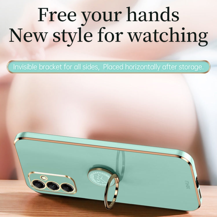 For Samsung Galaxy A15 XINLI Straight Edge 6D Electroplate TPU Phone Case with Ring Holder(Pink) - Galaxy Phone Cases by XINLI | Online Shopping South Africa | PMC TechLife