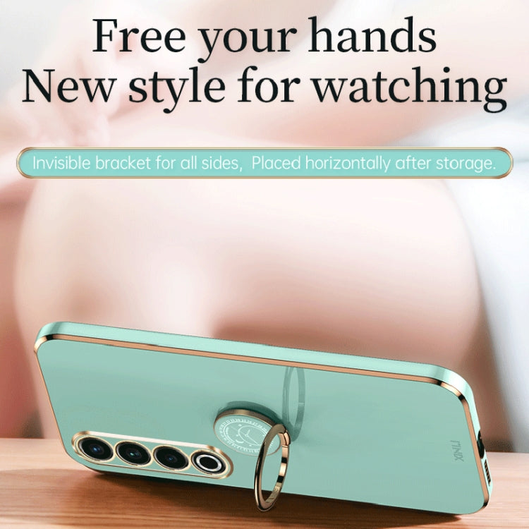 For Meizu 20 Pro 5G XINLI Straight Edge 6D Electroplate TPU Phone Case with Ring Holder(Pink) - More Brand by XINLI | Online Shopping South Africa | PMC Jewellery | Buy Now Pay Later Mobicred