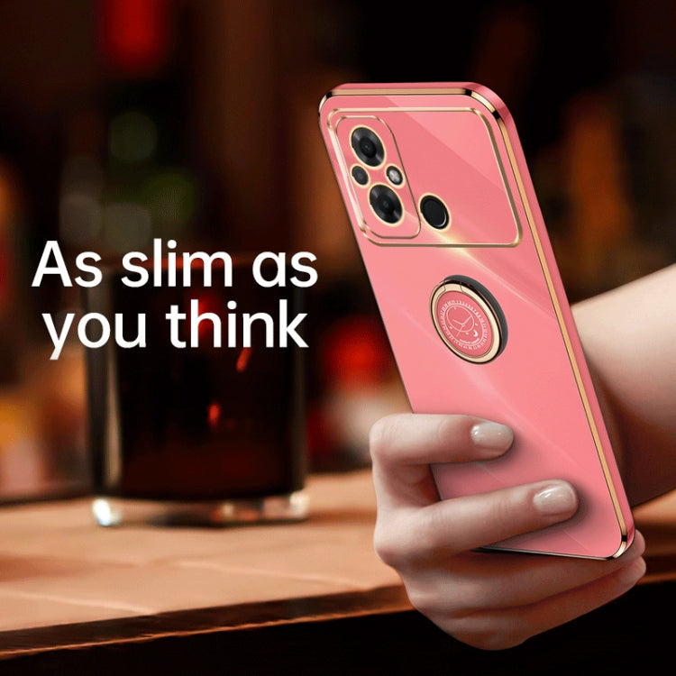 For Xiaomi Poco C55 4G XINLI Straight Edge 6D Electroplate TPU Phone Case with Ring Holder(Cherry Purple) - Xiaomi Cases by XINLI | Online Shopping South Africa | PMC TechLife | Buy Now Pay Later Mobicred