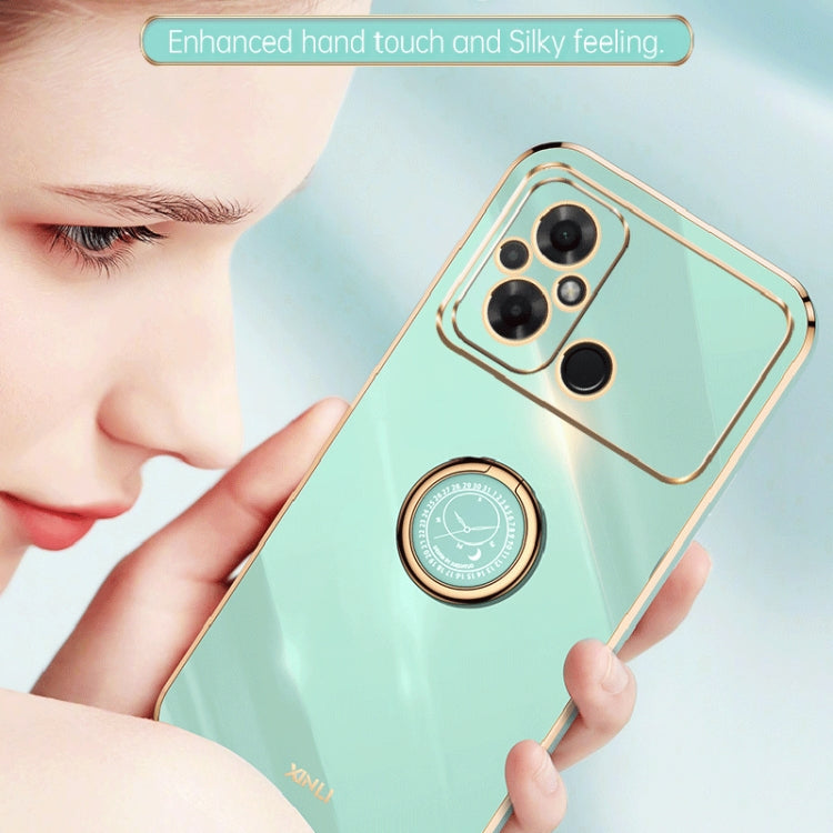 For Xiaomi Poco C55 4G XINLI Straight Edge 6D Electroplate TPU Phone Case with Ring Holder(White) - Xiaomi Cases by XINLI | Online Shopping South Africa | PMC TechLife | Buy Now Pay Later Mobicred