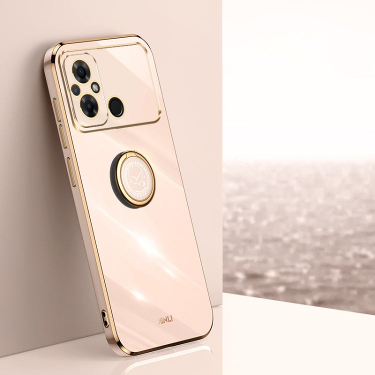 For Xiaomi Poco C55 4G XINLI Straight Edge 6D Electroplate TPU Phone Case with Ring Holder(Pink) - Xiaomi Cases by XINLI | Online Shopping South Africa | PMC TechLife | Buy Now Pay Later Mobicred
